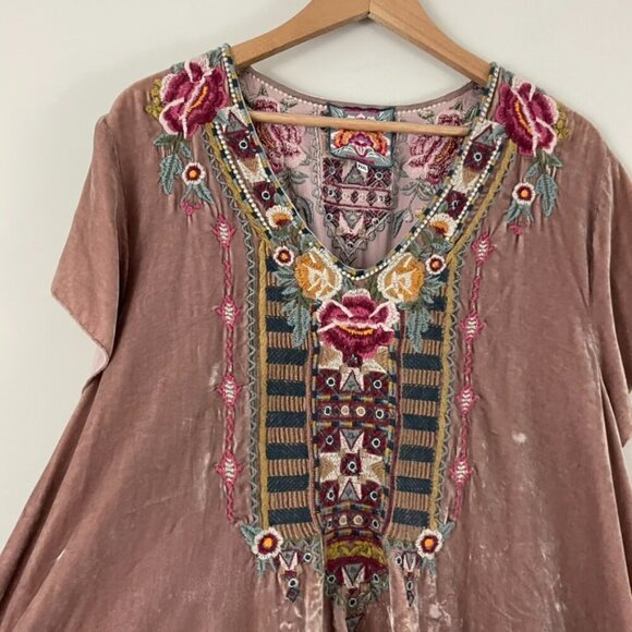 Johnny Was Cherelle Floral Embroidered Velvet Drape Top Size XXL Petite - Picture 6 of 8